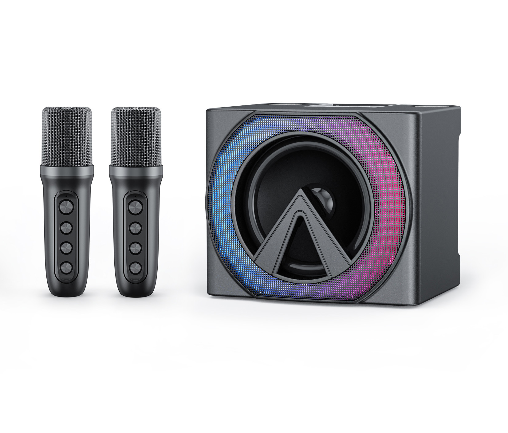 ys115 热销卡拉ok套装 k歌音响 无线蓝牙 双麦克风音箱话筒一体机