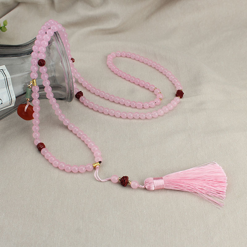 Chinese Style New Chinese Style Long Bead Necklace Crossbody Chain Tassel Pendant Necklace Retro Artistic Chinese Clothing Cheongsam Accessories Autumn and Winter