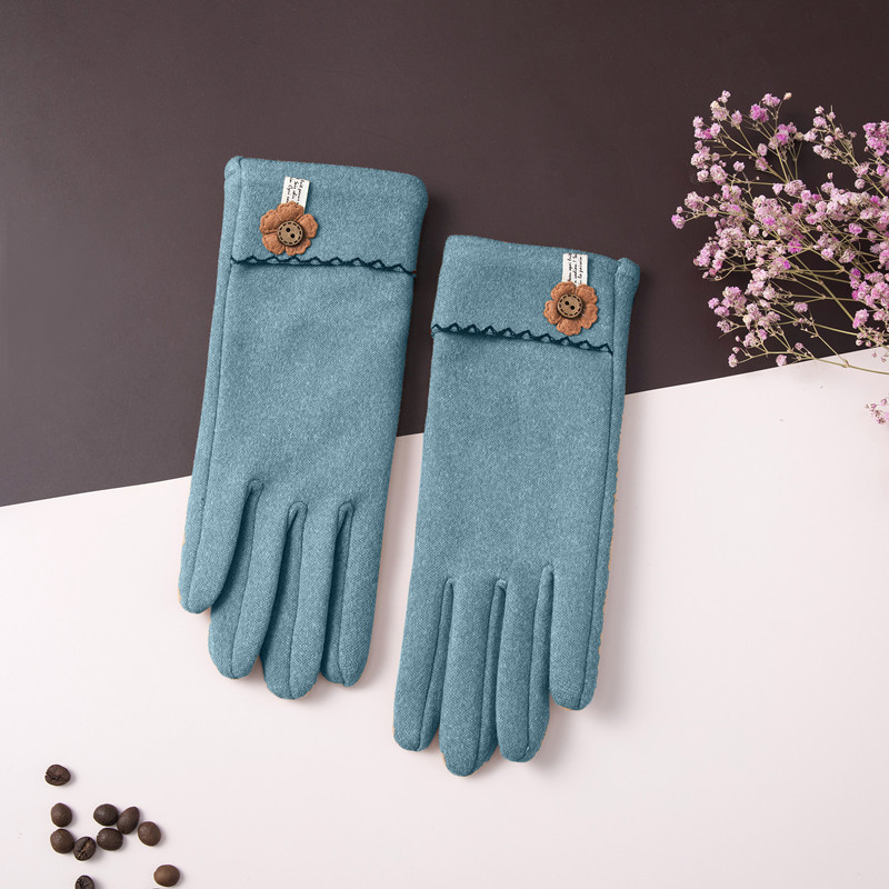 Winter Dralon Simple Warm Gloves Outdoor Riding Light Board Windproof Women's Touchscreen Gloves Cold-Proof Flower Gloves