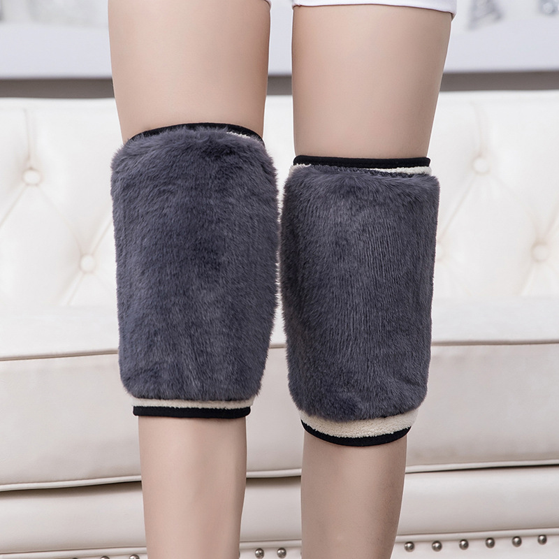 Warm Kneecap Thickened Fleece-Lined Knee Pad Double-Layer Composite Velcro Faux Cashmere Riding Windproof Kneecap