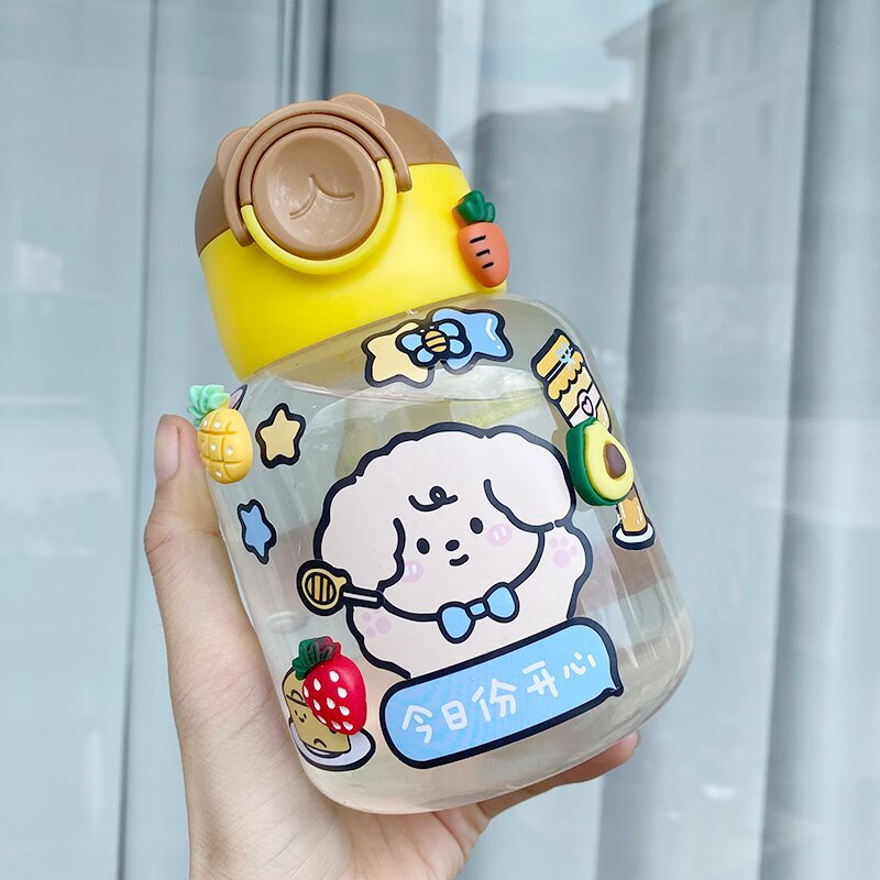 Plastic Water Cup Wholesale Good-looking Children's Water Cup Cute Ins Style Student Big Belly Cup Summer Children's Straw Cup