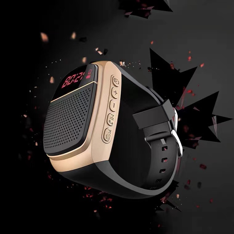 B90手腕无线蓝牙音箱手表迷你音响户外运动智能显示便携插卡收音