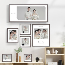 现代艺术组合高级感成品立体结婚照片简约长方形高端相框挂墙定制