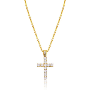 欧美热销款设计感轻奢十字架项链ins个性时尚高级感镶钻项链饰品