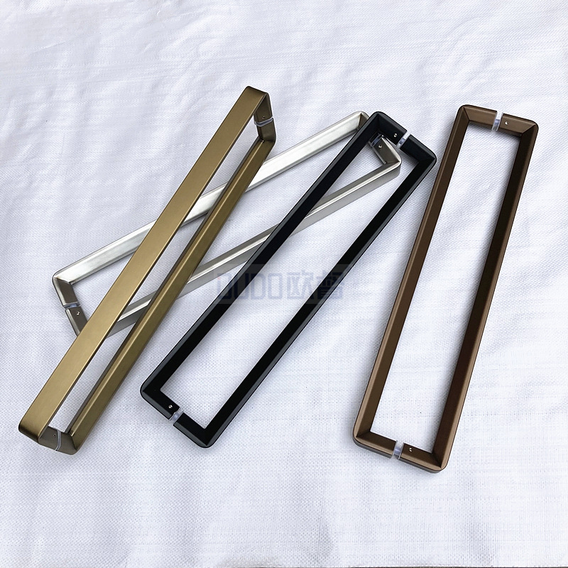 玻璃门拉手加厚304不锈钢大拉手方管黑色拉丝玫瑰金钛金木门把手