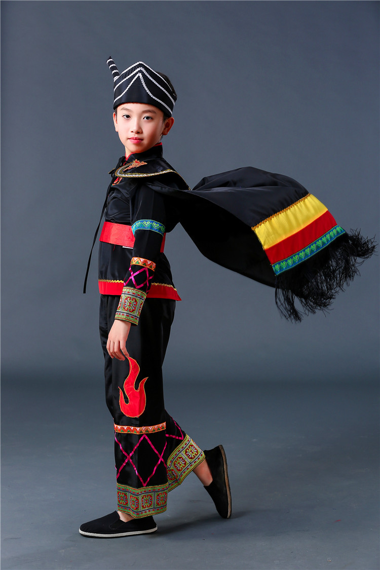凉山彝族服装男童少数衣服幼儿火把节演出服傣族葫芦丝表演服