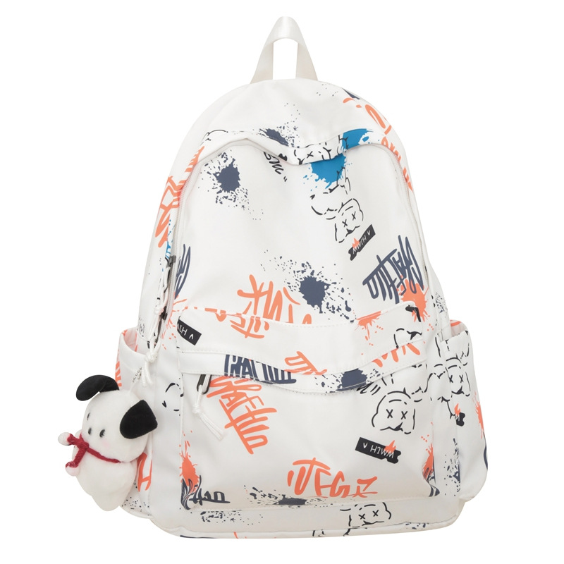 Cute Japanese Style Niche Design Versatile Schoolbag New Printed Graffiti Student Backpack Lightweight Campus Backpack