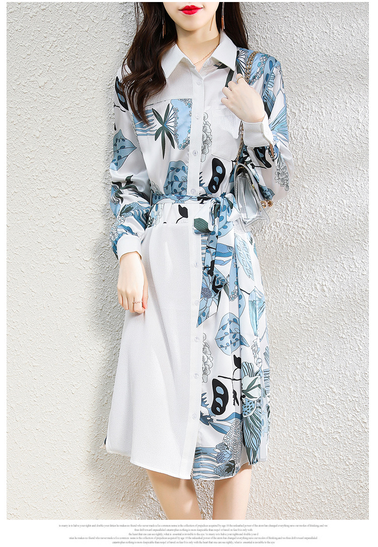 实拍连衣裙女装2021年秋季新款长袖衬衫裙高级感气质修身收腰裙子