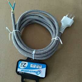 厂家供应意大利三插编织线插头电源线 智利秘鲁插头线