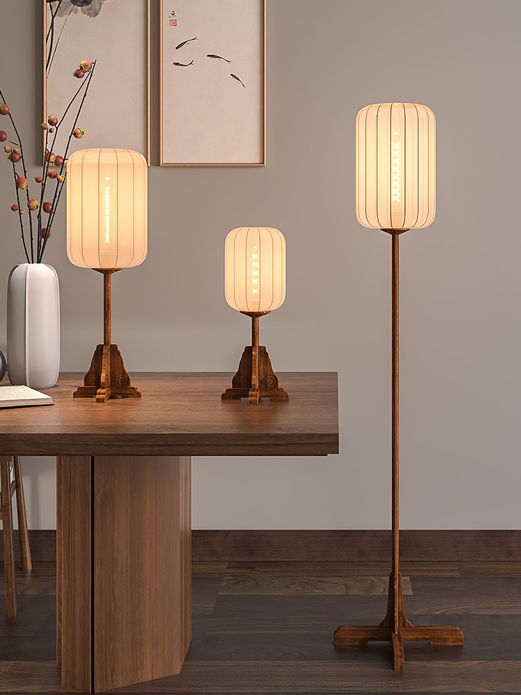 新中式落地灯禅意茶室古风书房客厅卧室床头灯中国风实木复古台灯