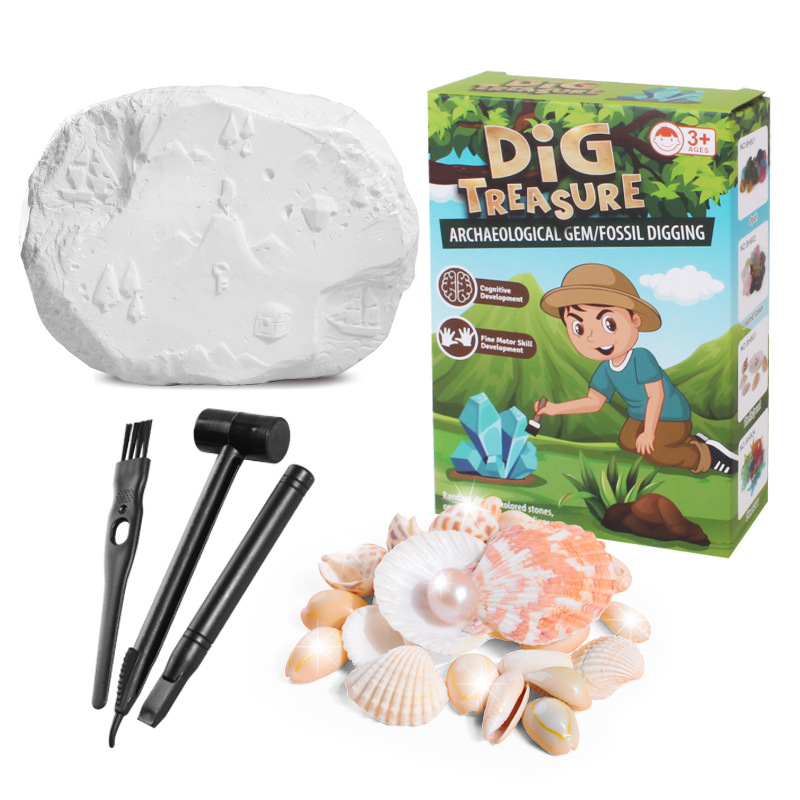 Archaeological Gem Creative DIY Children's Puzzle Mining Toys Pearl Shell Mining Gem Blind Box Toy Wholesale