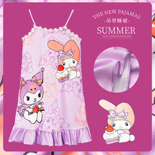 新款2024东南亚儿童睡裙夏季吊带裙女孩公主卡通连体家居服睡衣