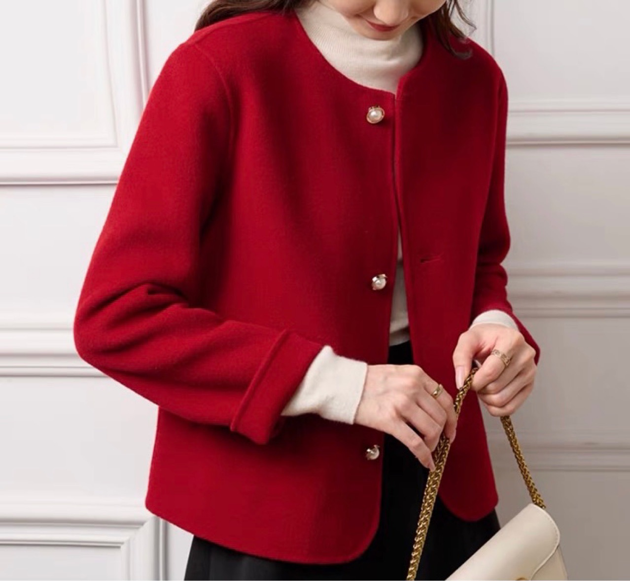 时尚优雅知性气质双面羊毛大衣金标901-阿里巴巴