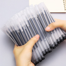 磨砂透明小白笔0.5mm中性笔针管圆珠笔签字笔黑色碳素笔文具批发
