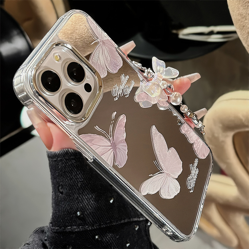 Mirror Fairy Butterfly Pendant for Apple 15pro Phone Case Max Elegant Iphone14 Drop-Resistant 13 Hard 12