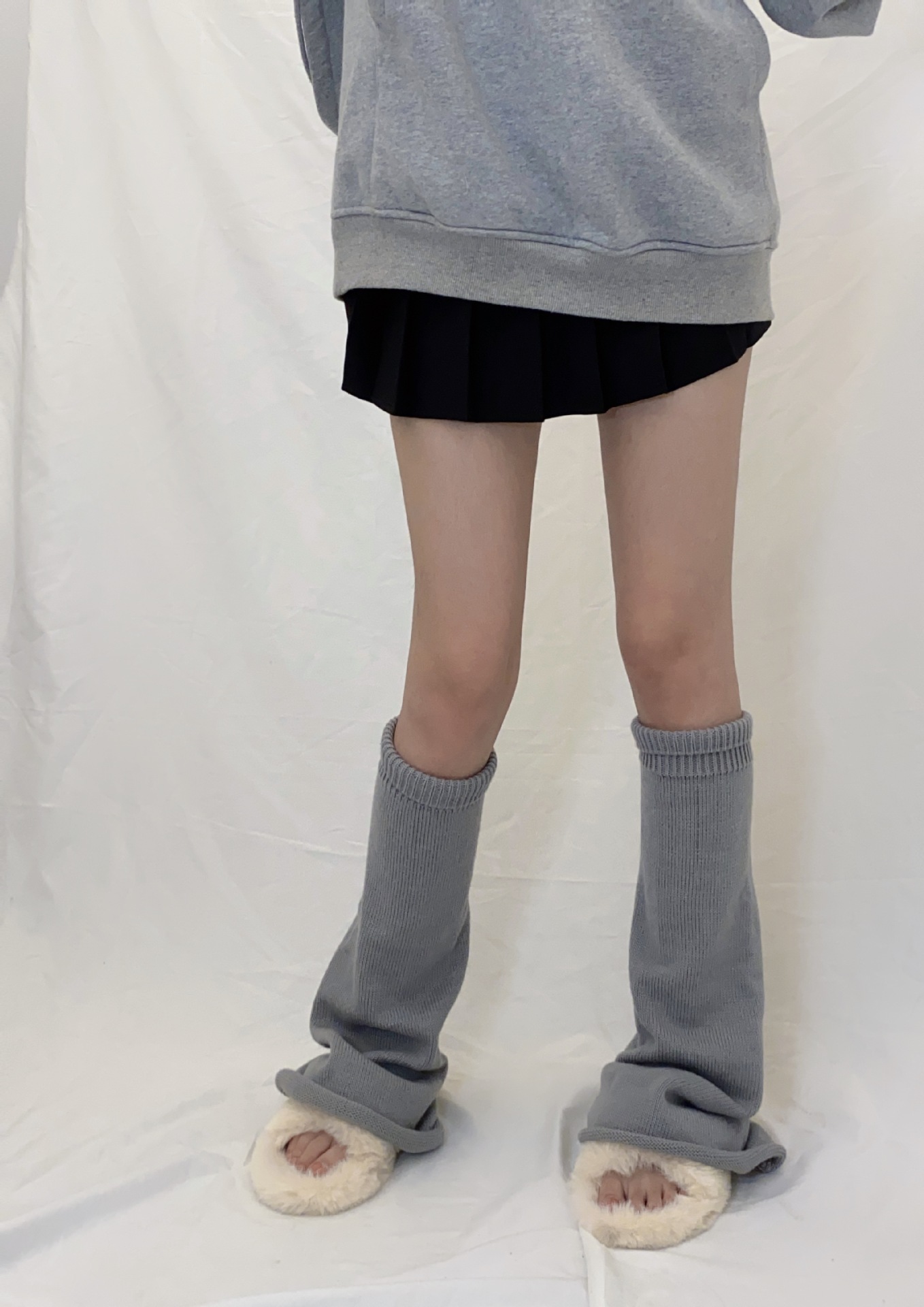 秋冬黑色设计感小众袜子jk辣妹袜套喇叭形腿套中长款亚文化堆堆袜