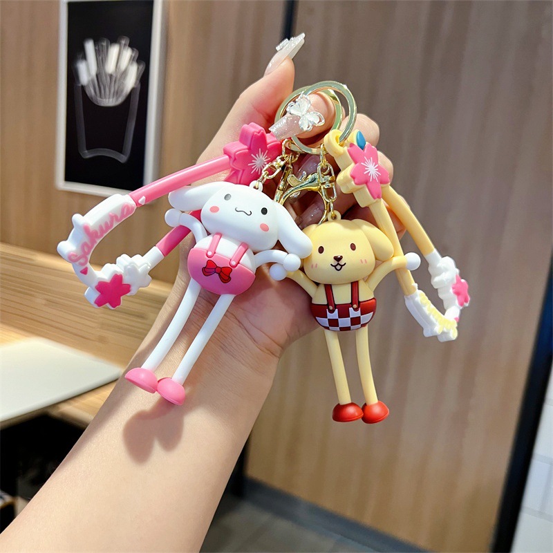 Creative Cartoon Pull Clow M Keychain Cute Pull Melody Big Ear Dog Key Chain Men's and Women's Handbags Pendant