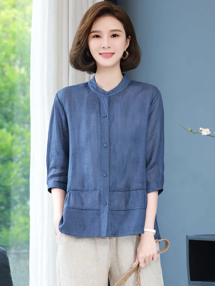 0成交58件相似妈妈夏装短袖薄款衬衫2022新款中老年女装气质大码宽松