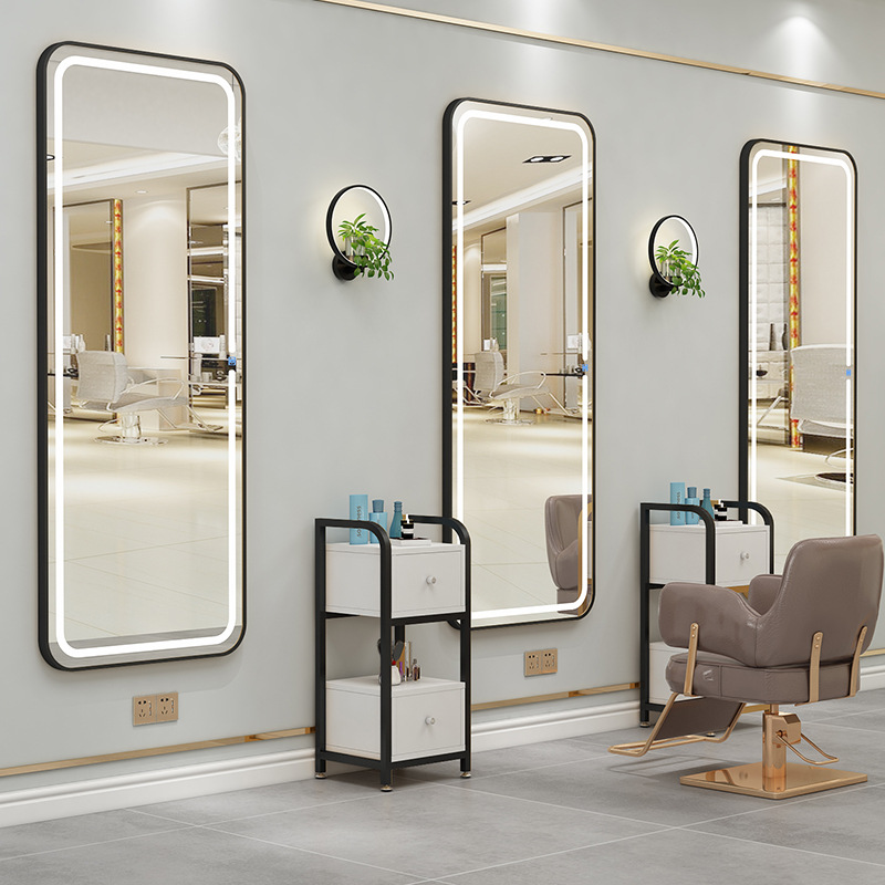 网红美发镜台理发店镜美发店镜带灯发廊美发店专用镜台理发用镜台