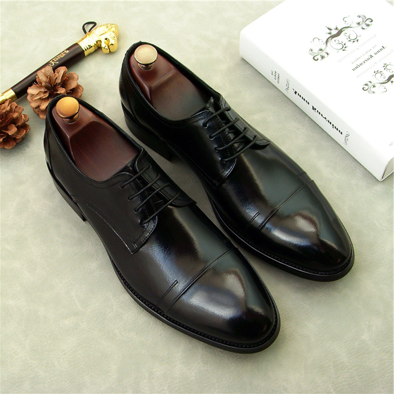 意大利2024新款皮鞋男士真皮英伦三接头商务正装百搭圆头上班鞋潮
