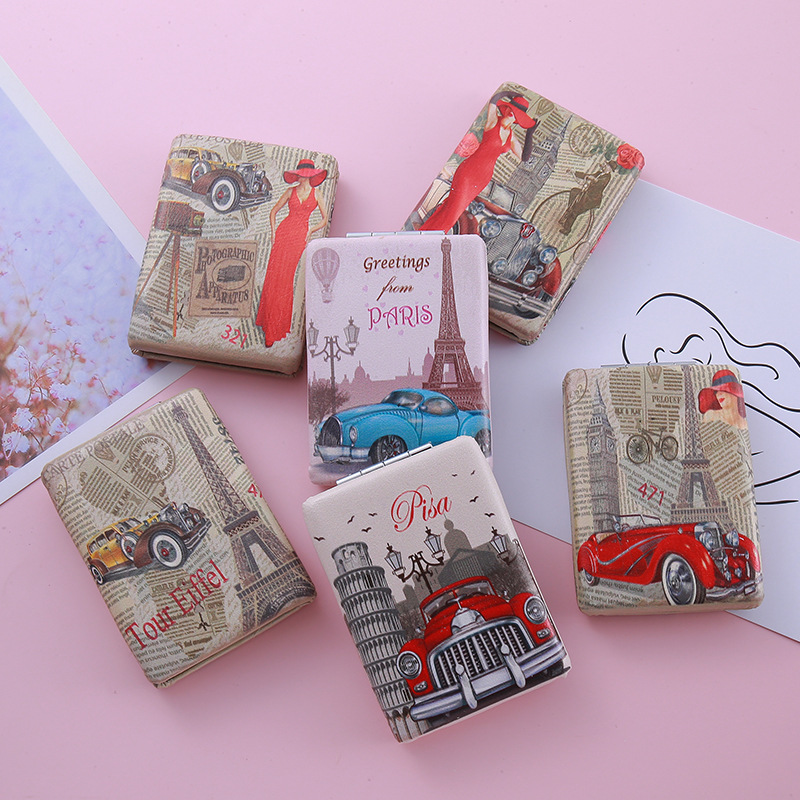 外贸长方形折叠面包镜时尚小镜子随身带折叠镜可爱便携化妆镜批发