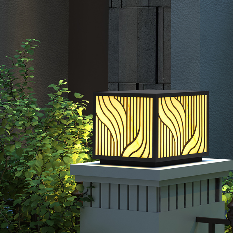 太阳能柱头灯现代简约大门景观灯户外防水围墙灯别墅led墙头灯