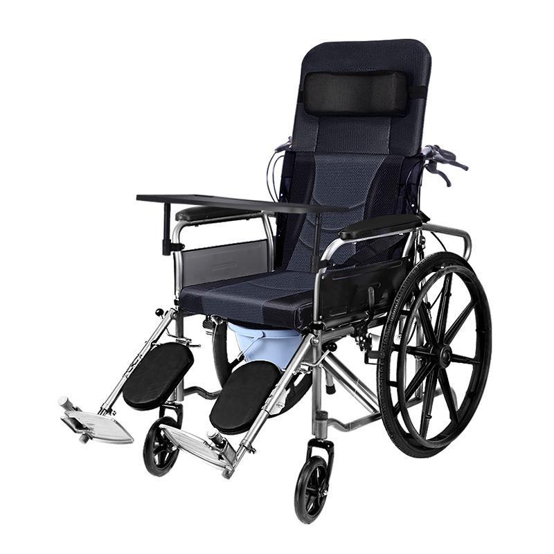 轮椅老人瘫痪折叠超轻便小型护理带坐便器多功能残疾人手推代步车