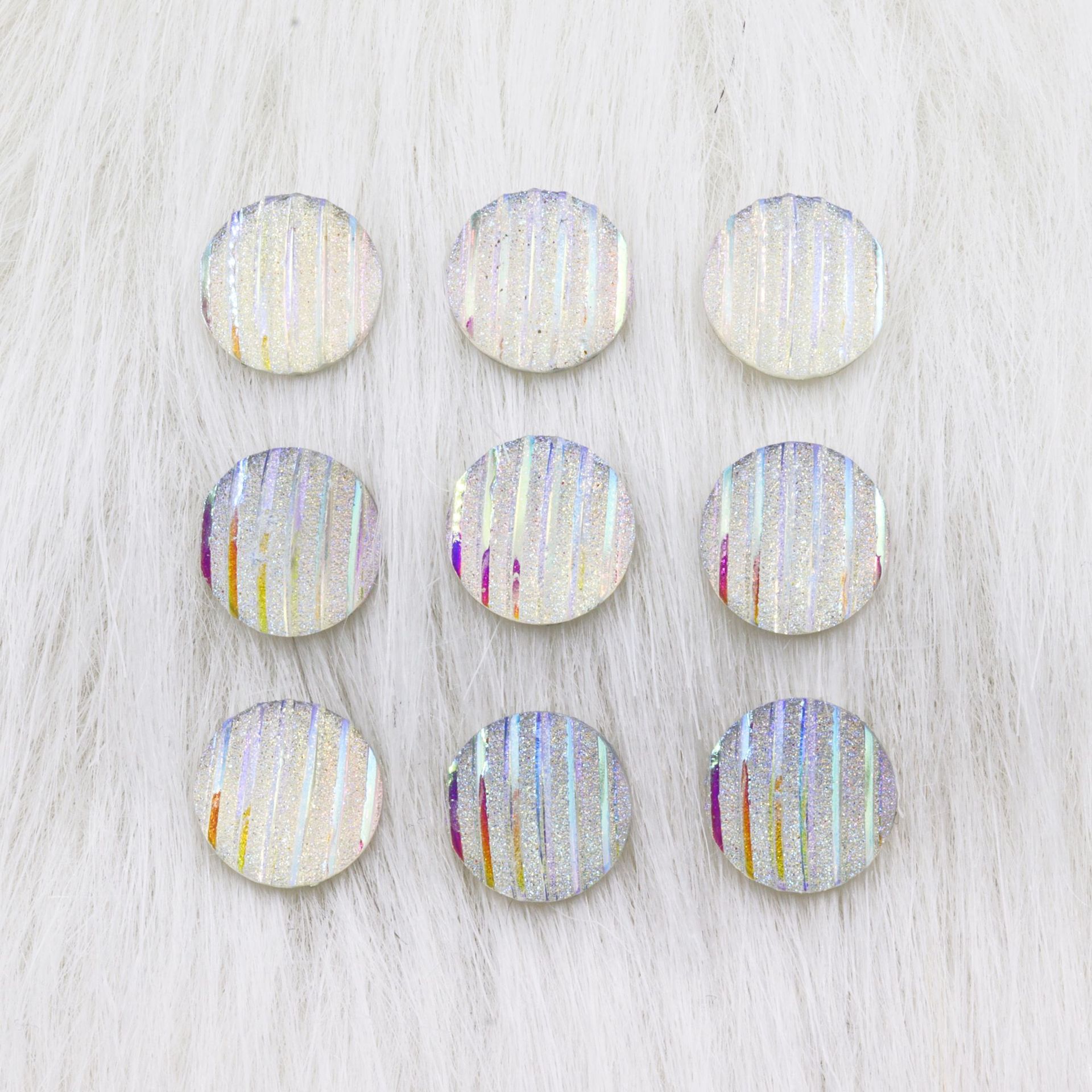 AB Colored Frosted Striped round Flat Bottom Resin Drill Concave Convex Ore Applique Stud Earrings Diy Ornament Accessories