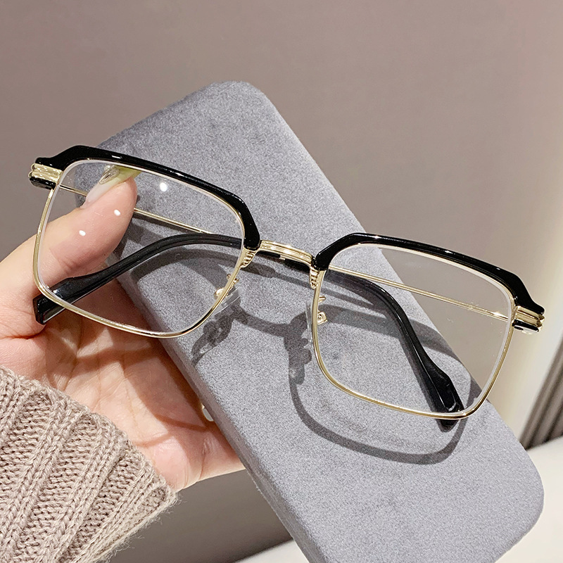 Anti Blue-Ray Myopia Glasses New High-Profile Figure Eyebrow Men's Hd Myopia Glasses Semi-Rimless Glasses Frame Myopia Finished Product