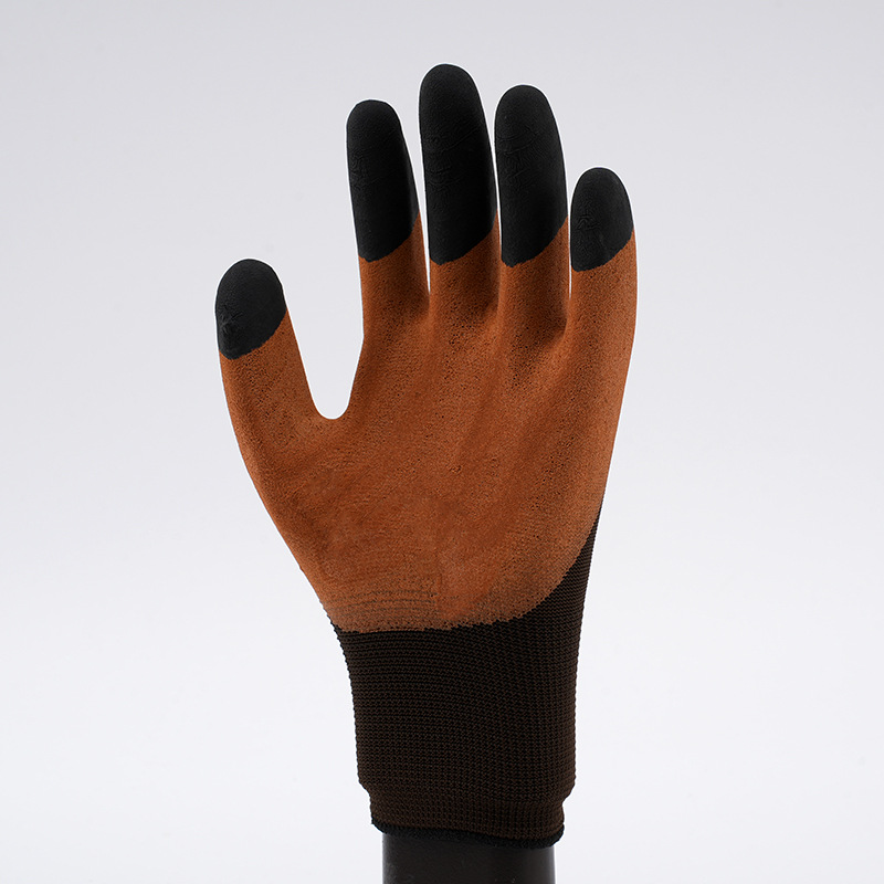 Nylon Foam Rubber Coated Gloves Breathable Nylon Styrofoam Gloves Thickened Glue-Resistant Grinding Protective Gloves