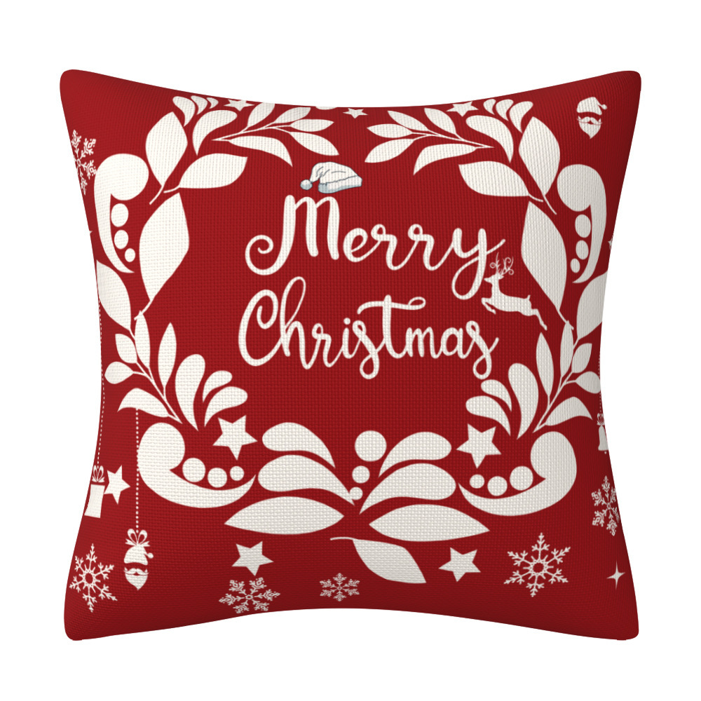 Cross-Border New Arrival Christmas Pillow Cover Linen Snowflake Bell Christmas Tree Ornament Pillow Seat Cover Amazon Home