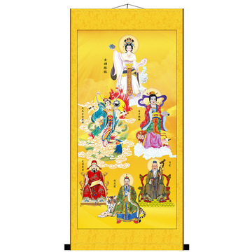 70yf神灵画像 女娲九天玄女娘娘孙思邈文昌帝君月老神像 丝绸卷轴