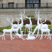 抽象块面鹿摆件户外园林景观小品庭院花园装饰摆件玻璃钢小鹿雕塑