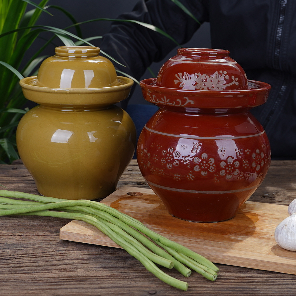 腌菜的小缸瓮缸带盖腌菜泡菜坛盖腌菜缸小缸泡菜缸腌菜坛密封家用