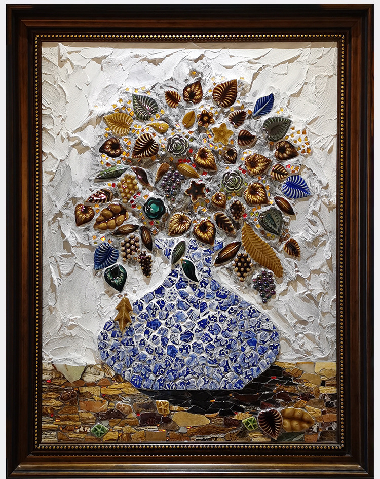 diy陶瓷马赛克碎片 异形不规则自由石青花瓷片手工材料拼贴小瓷砖