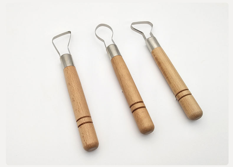 陶艺修坯刀7寸粗柄手工diy精修刀陶泥拉坯不锈钢刮刀套装工具批发