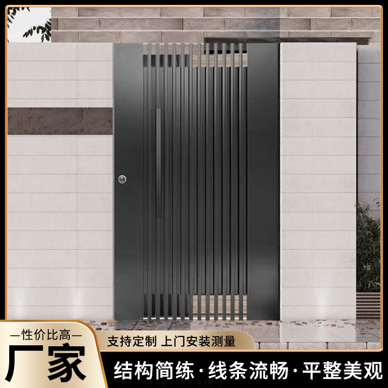 简约户外家用花园院子平开大门304不锈钢大门庭院门别墅双开门