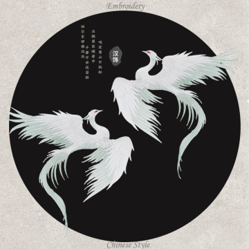 绿色凤凰布贴补丁大号刺绣贴古风服装装饰补洞古装衣服补丁贴高端