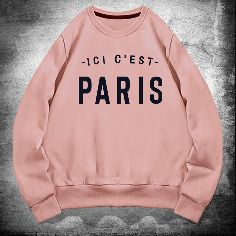 梅西大巴黎同款paris印花圆领卫衣宽松圣日耳曼周边球迷衣服外套