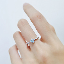 韩版ins小众设计高级感戒指女轻奢精致托帕石雪花食指戒指环开口