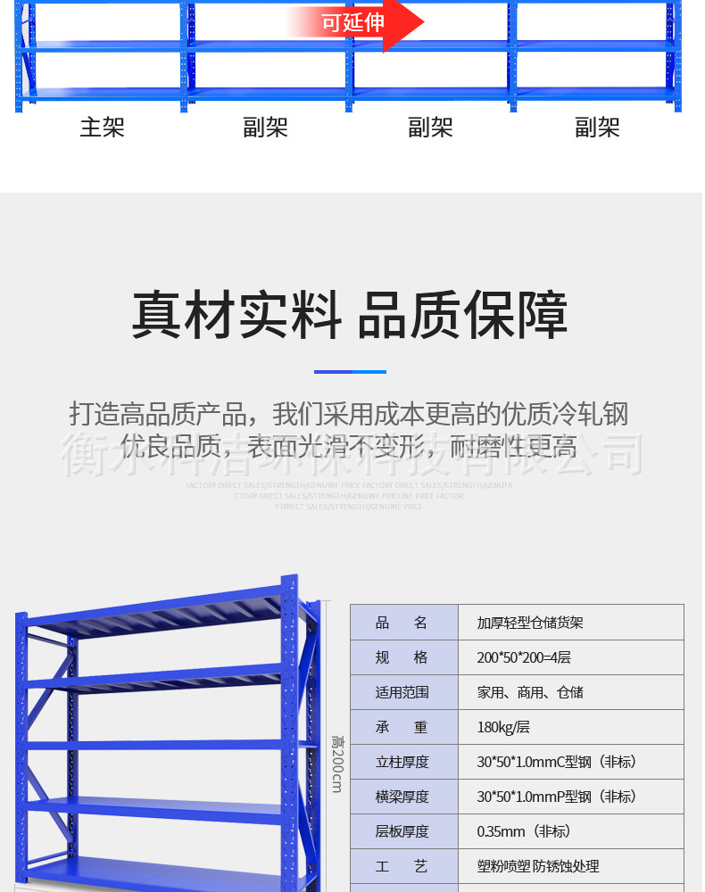 仓库仓储家用储物架货架置物架超市货架中量型横梁式中型仓储货架