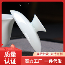 KMN3盖碗陶瓷茶具茶碗白瓷家用单个羊脂玉盖子大中小金边纯白配件