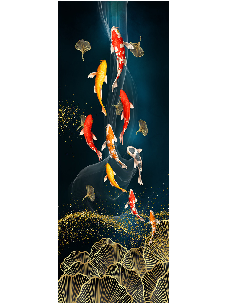 锦鲤贴画壁画贴纸装饰大图案进门墙面装饰墙纸墙贴自粘背景图玄关