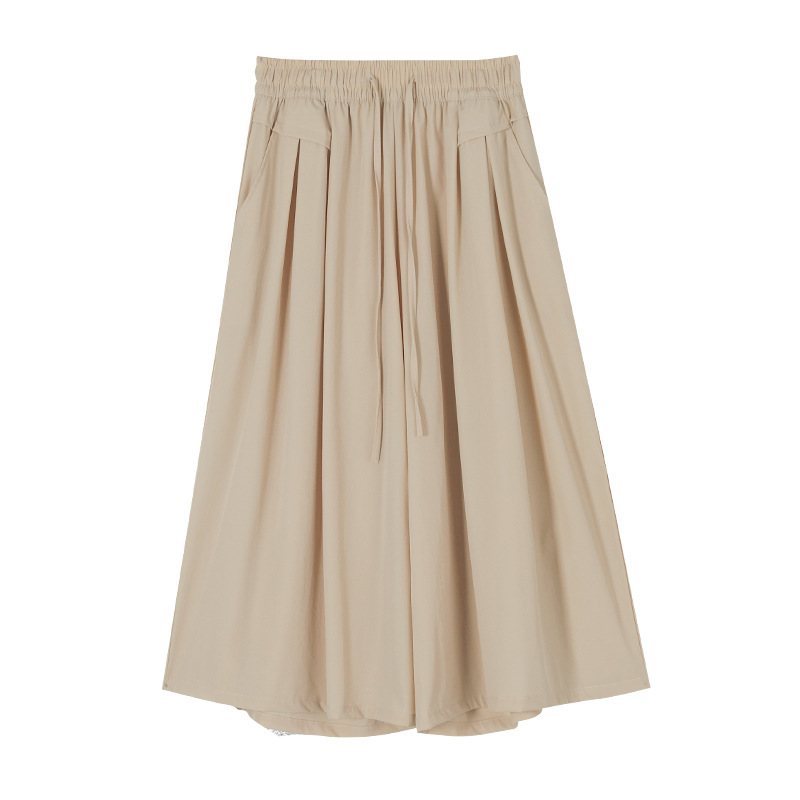 Thin Wide-Leg Pants Women's Mid-Length Culottes 2023 Summer New High Waist Casual Small Loose Half-Length Pants Skirt
