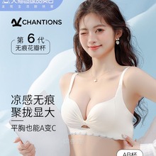 小胸聚拢内衣女显大无痕凉感无钢圈调整型收副乳防下垂文胸罩套装