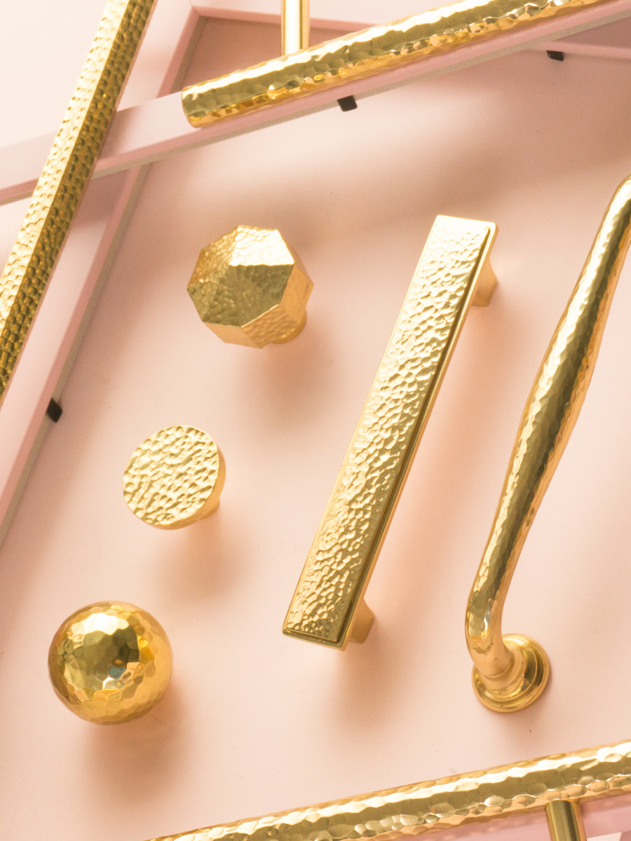 批发锤纹黄铜拉手现代简约橱柜抽屉衣柜门轻奢柜子金色长把手