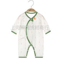 婴儿连体衣夏季薄款无骨儿衣服哈衣长袖空调服宝宝爬服夏