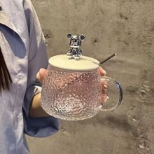 日式卡通熊玻璃杯网红爆款水杯带把手茶杯早餐学生女咖啡牛奶勋