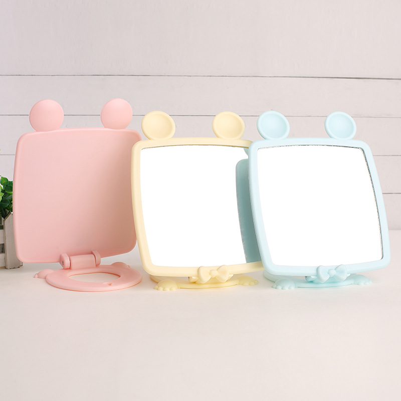 Cute Rabbit Ears Table Mirror Adjustable Folding Wall-Mounted Desktop Makeup Mirror Cute Little Mirror Gift