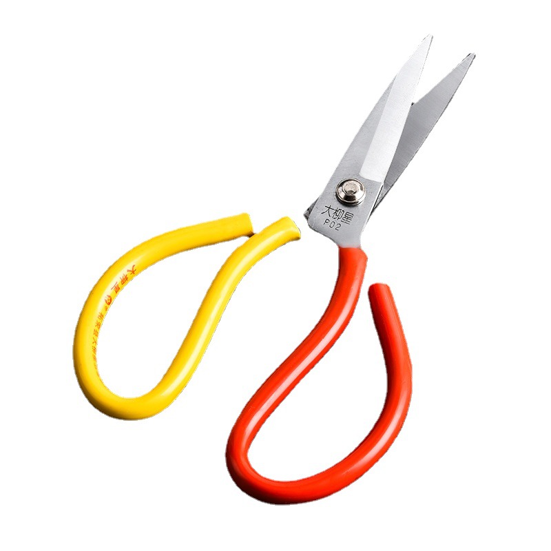 Scissors Wholesale Civil Kitchen Scissors Electroplating Anti-Rust Scissors Pointed Manganese Steel Leather Big Scissors Household Kitchen Civil